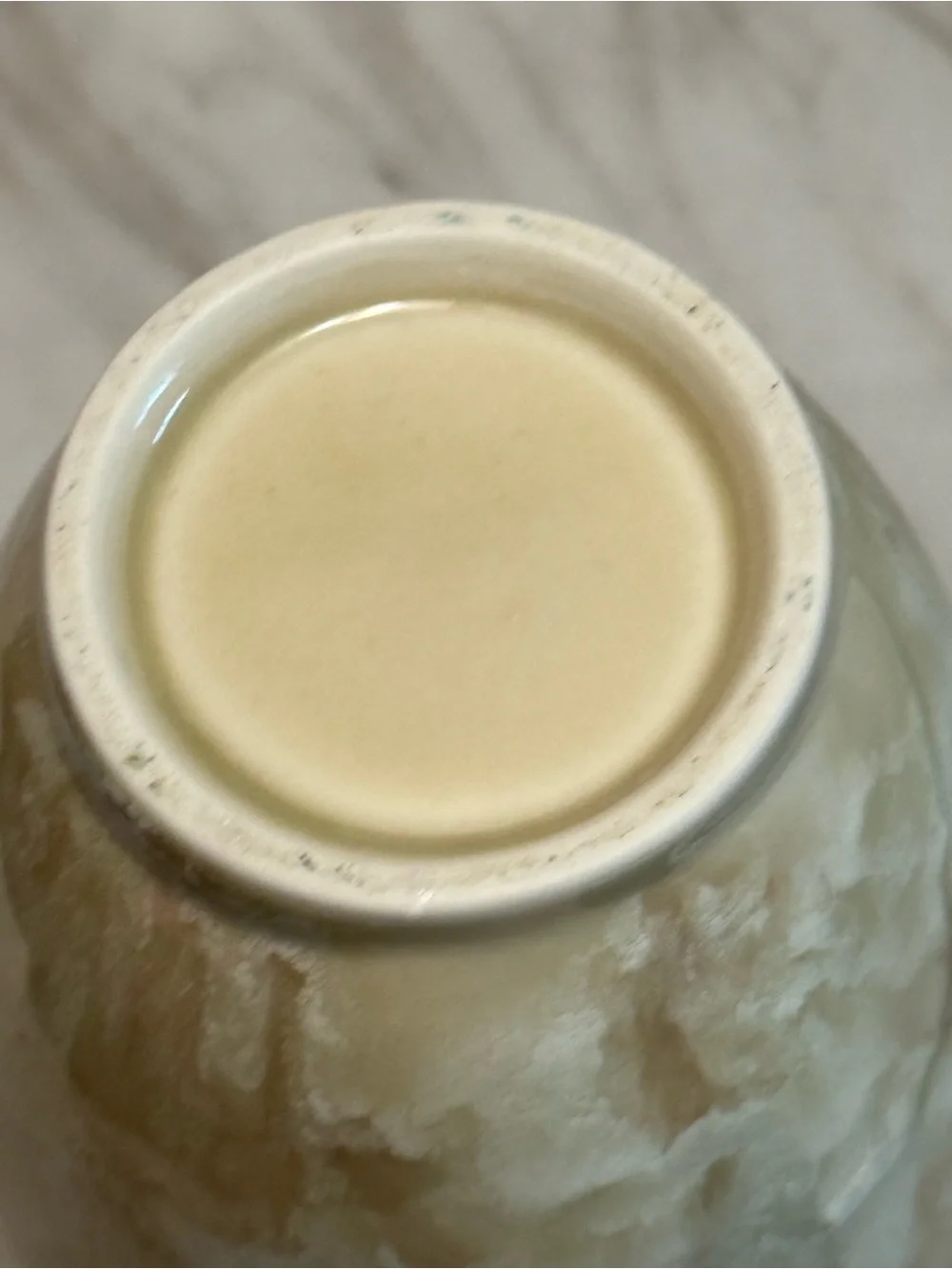 Hand painted glazed Travertine ceramic Vase 4.25” Wide x 10.5” Tall